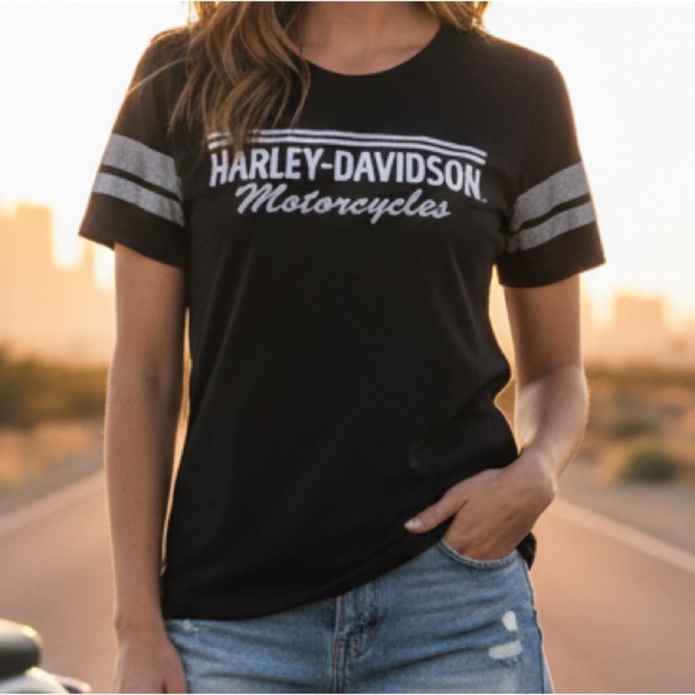 HARLEY DAVIDSON Women’s Jersey Style Sparkly Short Sleeve Tee